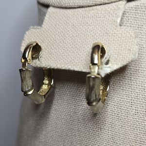 Chic Gold and Silver Bamboo Hoop Clip-On Earrings